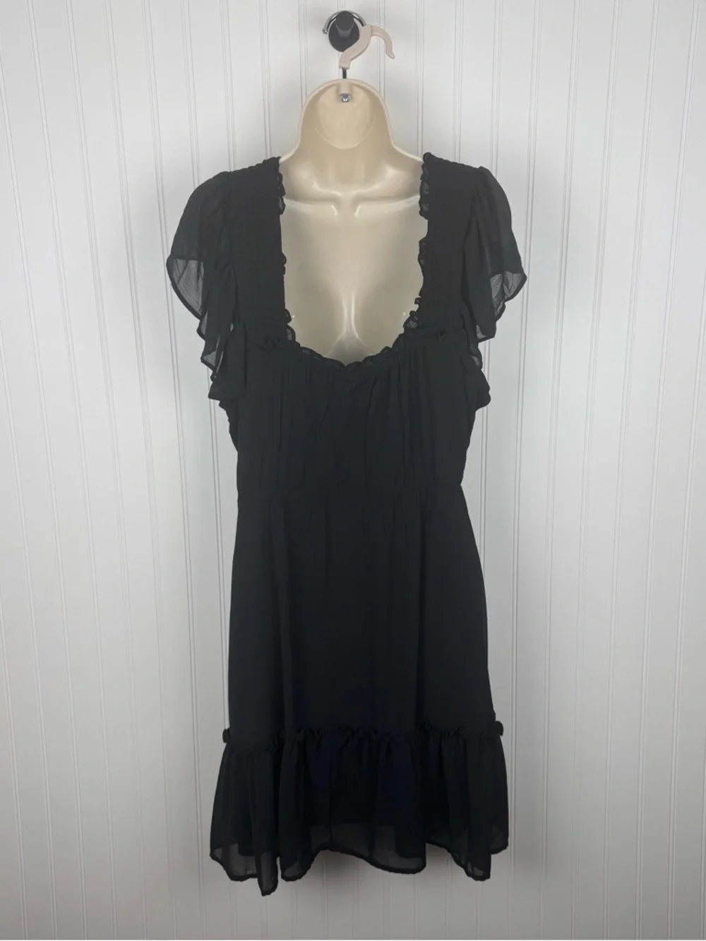 Torrid Black Smocked Waist Ruffle Hem Mini Dress Size 2X - Picture 2 of 5